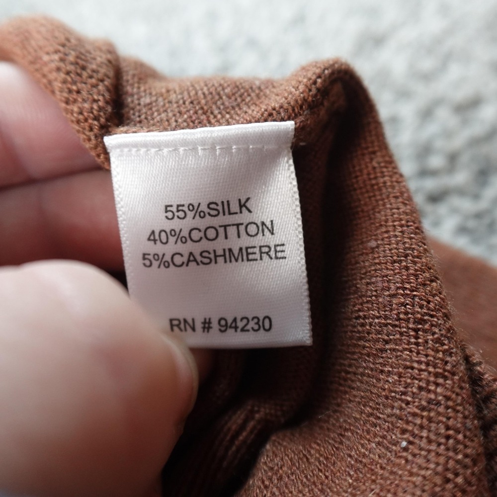 Paul Fredrick Sweater Mens 4XL Brown Silk Cotton Cashmere Knit Polo Pullover Top - Picture 8 of 9